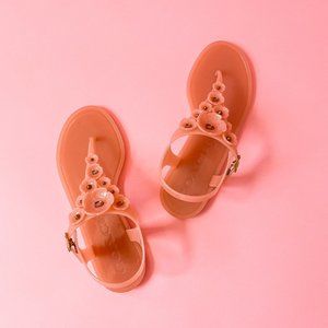 NEW! Coach Tea Rose Peony Jelly Sandals Si…